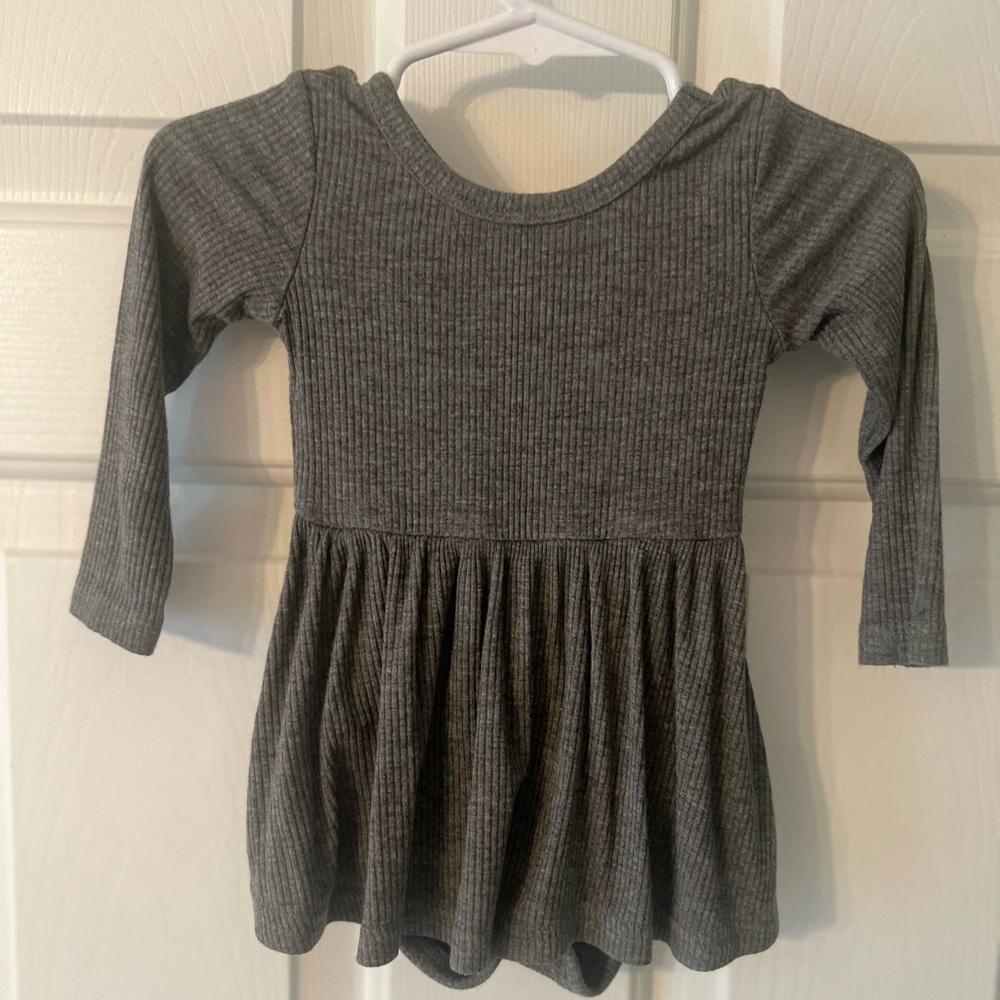 Little Sleepies Ribbed Charcoal bodysuit twirl dress. Size 3-6 months. EUC!